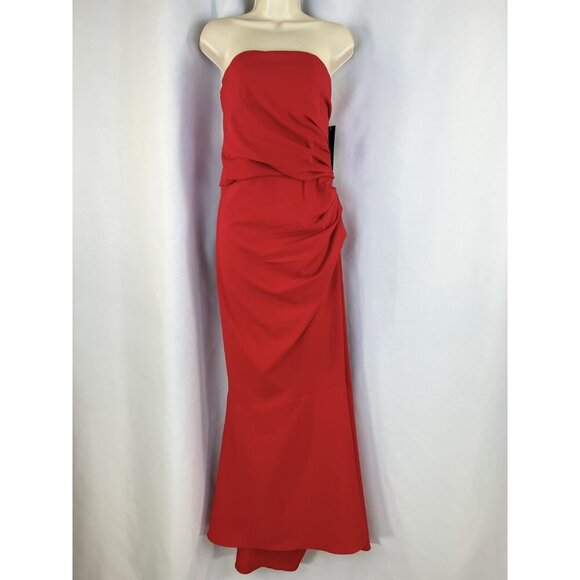 NWT Badgley Mischka Red Beauty in a Bottle Formal Strapless Gown $725 - Picture 3 of 12